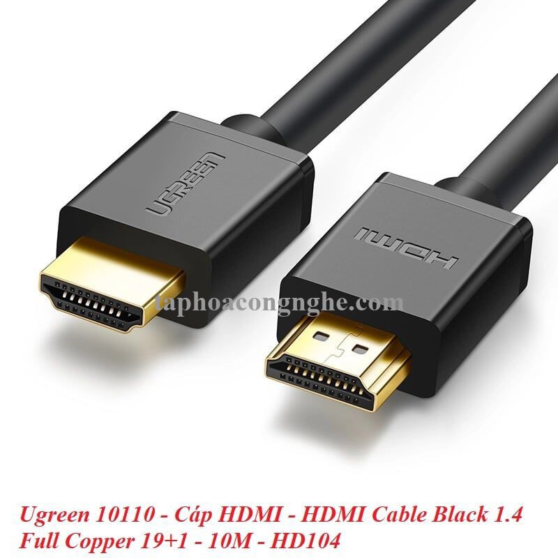 Ugreen 10110 10M màu Đen Cáp tín hiệu HDMI chuẩn 1.4 hỗ trợ phân giải 4K * 2K HD104 30010110